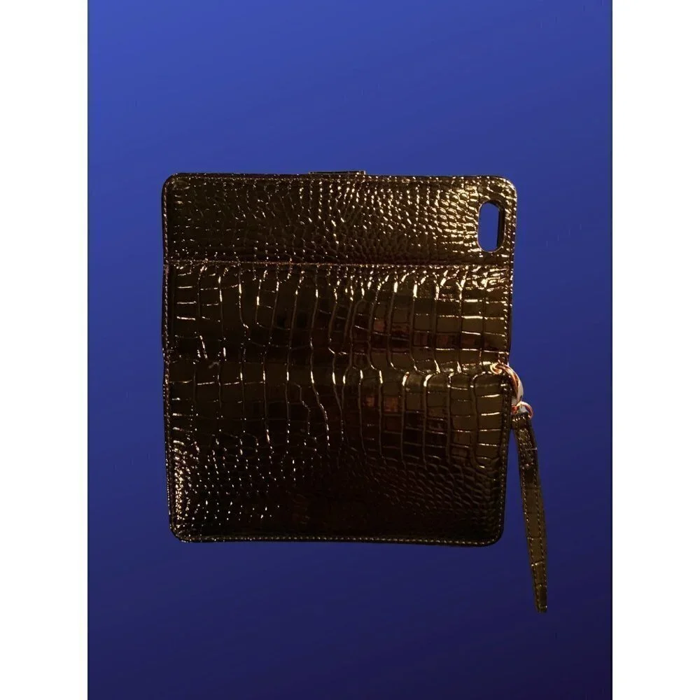 𝅺MYBAT Crocodile-Embossed Patent Leather Phone Wallet, Black, iPhone 6/6S, NWOT